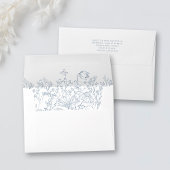 Invitation Carte Postale Fleur sauvage Floral Elégant Dusty Blue Mariage