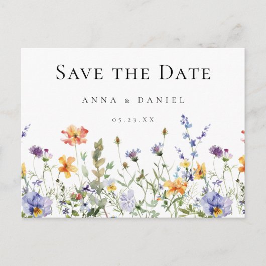 Invitation Carte Postale Fleur sauvage Garden Wedding Enregistrer la date C (Devant)
