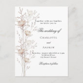 Invitation Carte Postale fleur sauvage mariage beige blanc (Devant)
