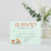 Invitation Carte Postale Fleur sauvage Mint Floral Wedding Réponse RSVP (Debout devant)