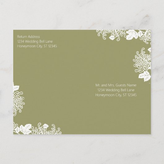 Invitation Carte Postale Fleur sauvage Sage Green Bloom Mariage pas cher (Dos)