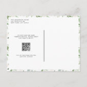 Invitation Carte Postale Fleurs blanches et verdure QR Code Mariage (Dos)
