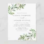 Invitation Carte Postale Fleurs blanches et verdure QR Code Mariage (Devant)