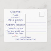 Invitation Carte Postale Fleurs Boho Aquarelle Aster Bleu Save the Date (Dos)