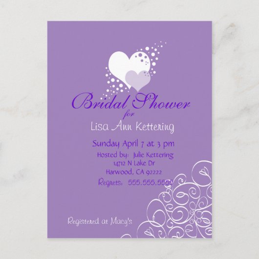 Invitation Carte Postale Fleurs d'amour (Devant)