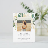 Invitation Carte Postale Fleurs d'aquarelle chic Photo Graduation Party (Debout devant)