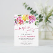Invitation Carte Postale Fleurs d'aquarelle manuscrite Surprise Party (Debout devant)