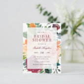 Invitation Carte Postale Fleurs d'aquarelle modernes Fête des mariées de pr (Debout devant)