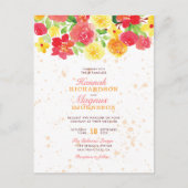 Invitation Carte Postale Fleurs d'aquarelle orange mignonne Merveilleux Mar (Devant)