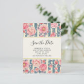 Invitation Carte Postale Fleurs d'aquarelle rose Mariage Enregistrer la dat (Debout devant)