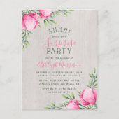 Invitation Carte Postale Fleurs d'aquarelle rustiques et bois | Parti surpr (Devant)