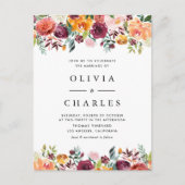 Invitation Carte Postale Fleurs d'automne Garland QR Code Mariage de automn (Devant)