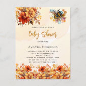 Invitation Carte Postale Fleurs d'automne orange Baby shower (Devant)