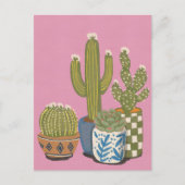 Invitation Carte Postale Fleurs de cactus rose (Devant)
