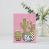Invitation Carte Postale Fleurs de cactus rose (Debout devant)