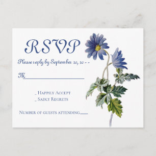 Invitation Carte Postale Fleurs de daisy bleues Floral RSVP Peinture aquare