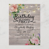 Invitation Carte Postale Fleurs de fête d'anniversaire Lumières à cordes de (Devant)