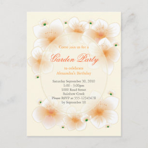 Invitation Carte Postale Fleurs de fleurs orange Fête d'anniversaire romant