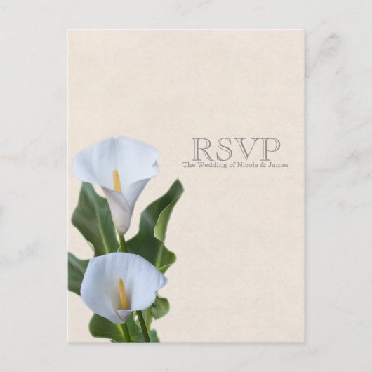 Invitation Carte Postale Fleurs de lys d'appel Floral Mariage élégant RSVP (Devant)