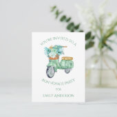 Invitation Carte Postale Fleurs de Menthe et Fête de Départ en Scooter (Debout devant)