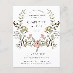 Invitation Carte Postale Fleurs de printemps de la fête de graduation