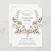 Invitation Carte Postale Fleurs de printemps de la fête de graduation (Devant / Derrière)