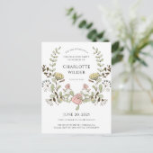 Invitation Carte Postale Fleurs de printemps de la fête de graduation (Debout devant)