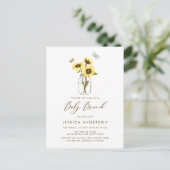 Invitation Carte Postale Fleurs de soleil jaunes dans un Mason Jar Baby Bru (Debout devant)