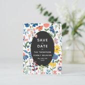 Invitation Carte Postale Fleurs de Whimsical Réunion de famille Enregistrer (Debout devant)