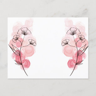 Invitation Carte Postale Fleurs d'encre d'alcool rose