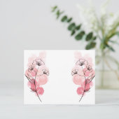 Invitation Carte Postale Fleurs d'encre d'alcool rose (Debout devant)