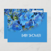 Invitation Carte Postale fleurs d'hortensia bleu shower de bébé (Devant / Derrière)