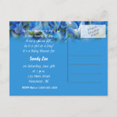 Invitation Carte Postale fleurs d'hortensia bleu shower de bébé (Dos)