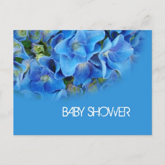 Invitation Carte Postale fleurs d'hortensia bleu shower de bébé (Devant)