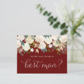 Invitation Carte Postale Fleurs D'Ivoire Douce Rouge Serez-Vous Mon Meilleu (Debout devant)