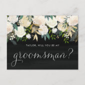 Invitation Carte Postale Fleurs d'Ivoire Douces Rustiques Seras-Tu Mon Témo (Devant)