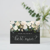 Invitation Carte Postale Fleurs D'Ivoire Douces Rustiques Serez-Vous Mon Me (Debout devant)