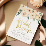 Invitation Carte Postale Fleurs et verdure Gold Bridal Brunch Douche<br><div class="desc">Économisez sur les enveloppes avec les invitations par carte postale! Ces cartes sont ornées d'un bouquet de fleurs peintes à la main dans des tons rose et crème roux et d'une jolie verdure. Il y a de la parties scintillant en faux or. Vos détails de douche apparaissent ci-dessous avec "brunch...</div>