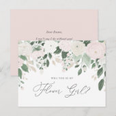 Invitation Carte Postale Fleurs Pastel Paillettes Seras-Tu Ma Demoiselle D' (Devant / Derrière)