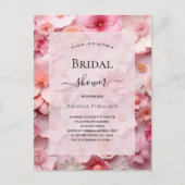 Invitation Carte Postale Fleurs rose Fête des mariées (Devant)
