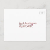 Invitation Carte Postale Fleurs roses, Coeur, Anneaux RSVP Dîner Mariage (Dos)