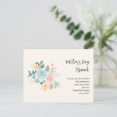 Invitation Carte Postale Fleurs roses et bleues élégantes - Brunch de la fê (Debout devant)