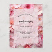 Invitation Carte Postale Fleurs roses rousses (Devant)