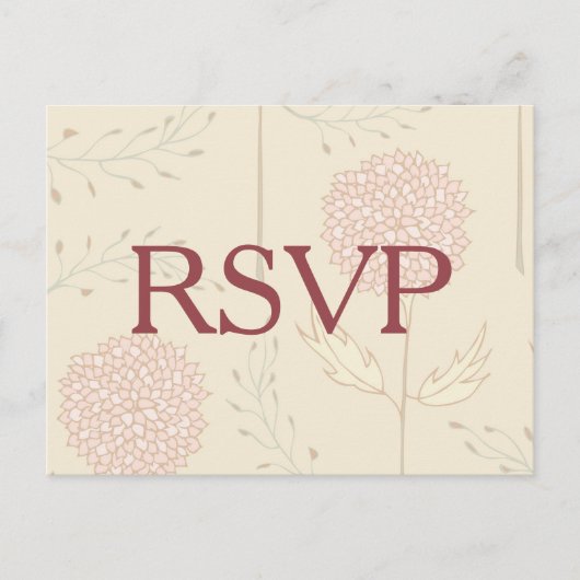 Invitation Carte Postale Fleurs rouges RSVP (Devant)