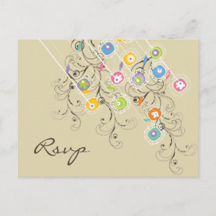 Invitation Carte Postale Fleurs Super colorées Jardin Mariage d'été RSVP