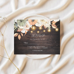 Invitation Carte Postale Fleurs vintages et Citrouille Automne
