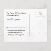 Invitation Carte Postale flocon de neige gris pourpre mod mariage d'hiver r (Dos)