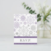 Invitation Carte Postale flocon de neige gris pourpre mod mariage d'hiver r (Debout devant)