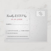 Invitation Carte Postale flocon rouge argent hiver mariage rsvp invitati (Dos)