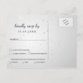 Invitation Carte Postale flocons de neige marine argent mariage hiver rsvp (Dos)